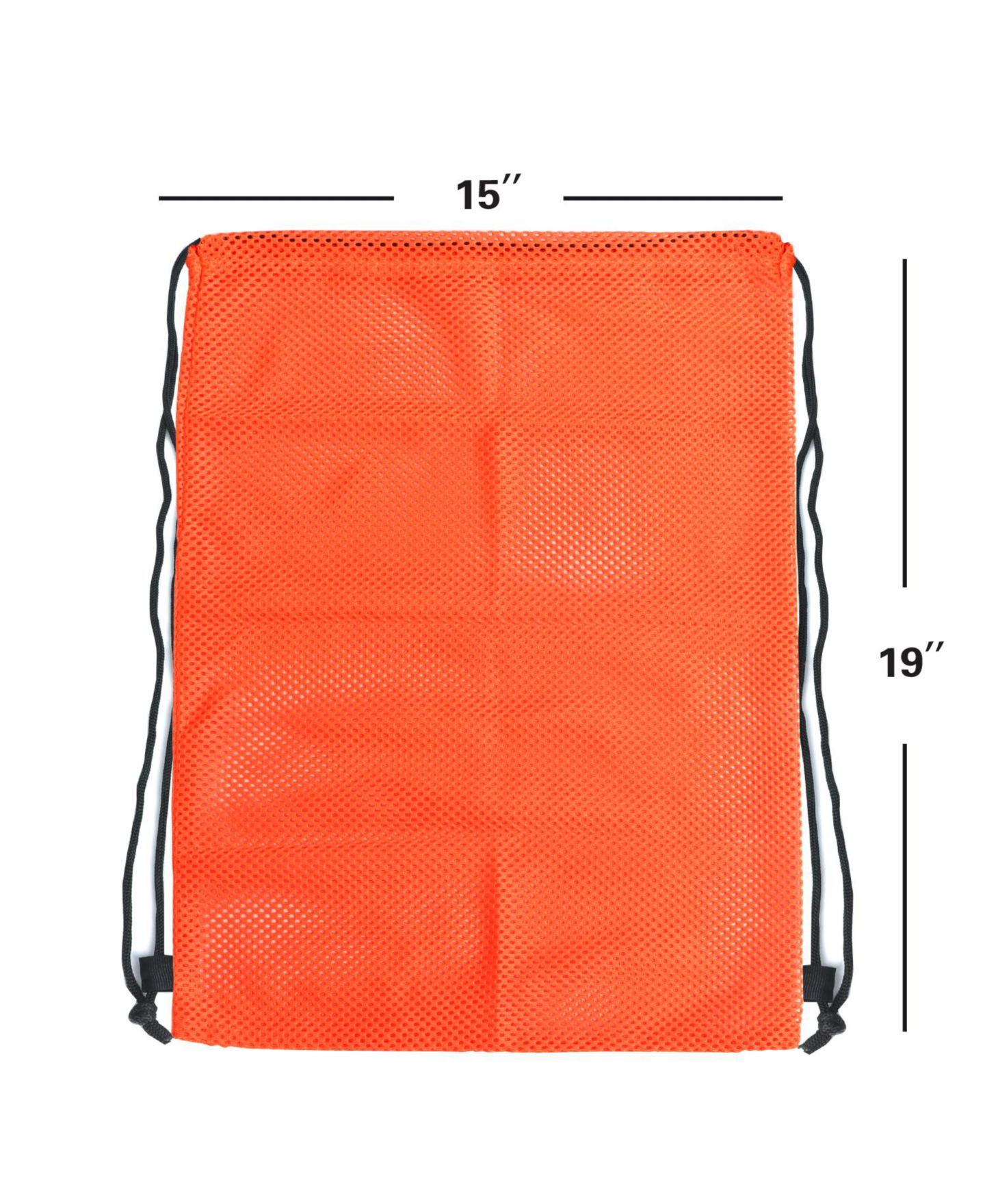 Рюкзак GSE Games & Sports Expert 19"x15" Mesh Drawstring Bag for Sports Gym Gear, Backpacking, Camping Gear, Travel (Several Colors Available), цвет: Оранжевый — фото 2