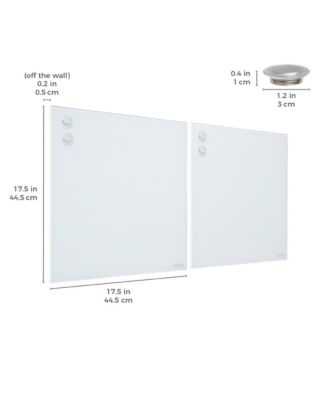 MessageStor Magnetic Dry-Erase Glass Board with Magnets, 17.5in x 17.5in, White, 2-Pack