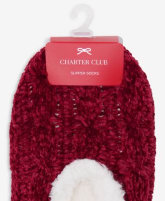 Women's Cable Chenille Ped Slipper Socks, Created for Macy's