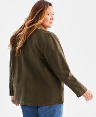 Plus Size Canvas Collared Utility Jacket, Macy's Exclusive