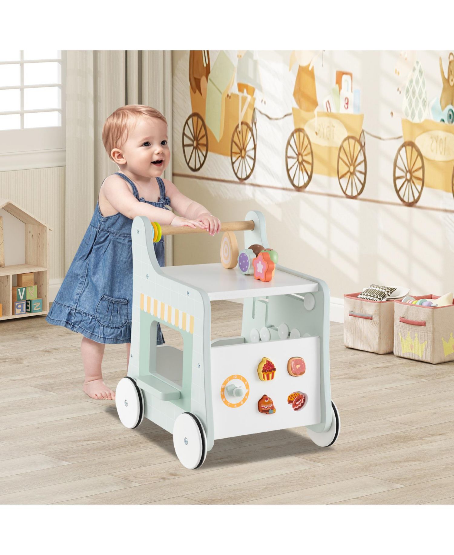 Kids Walker 2-in-1 with Toy Storage and Ice Cream Theme
