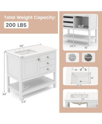 Freestanding Bathroom Vanity Unit with Basin Floor Storage Cabinet