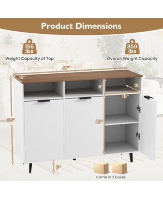 Sideboard Buffet Cabinet Kitchen Storage Cabinet with 5-Position Adjustable Shelves
