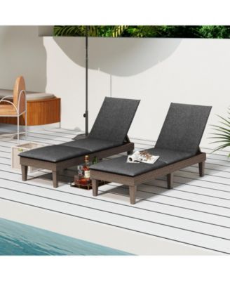 2PCS Patio Lounge Chair Recliner Chair w/ 3-Position Adjustable Backrest & Cushion