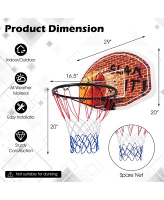 Wall Mounted Fan Backboard With  2 nets  Basketball Hoop and Rim Outdoor Indoor Sports