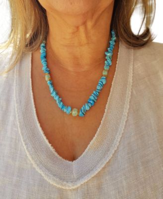 Gold-Tone Turquoise & Amazonite Collar Necklace, 16" + 2" extender