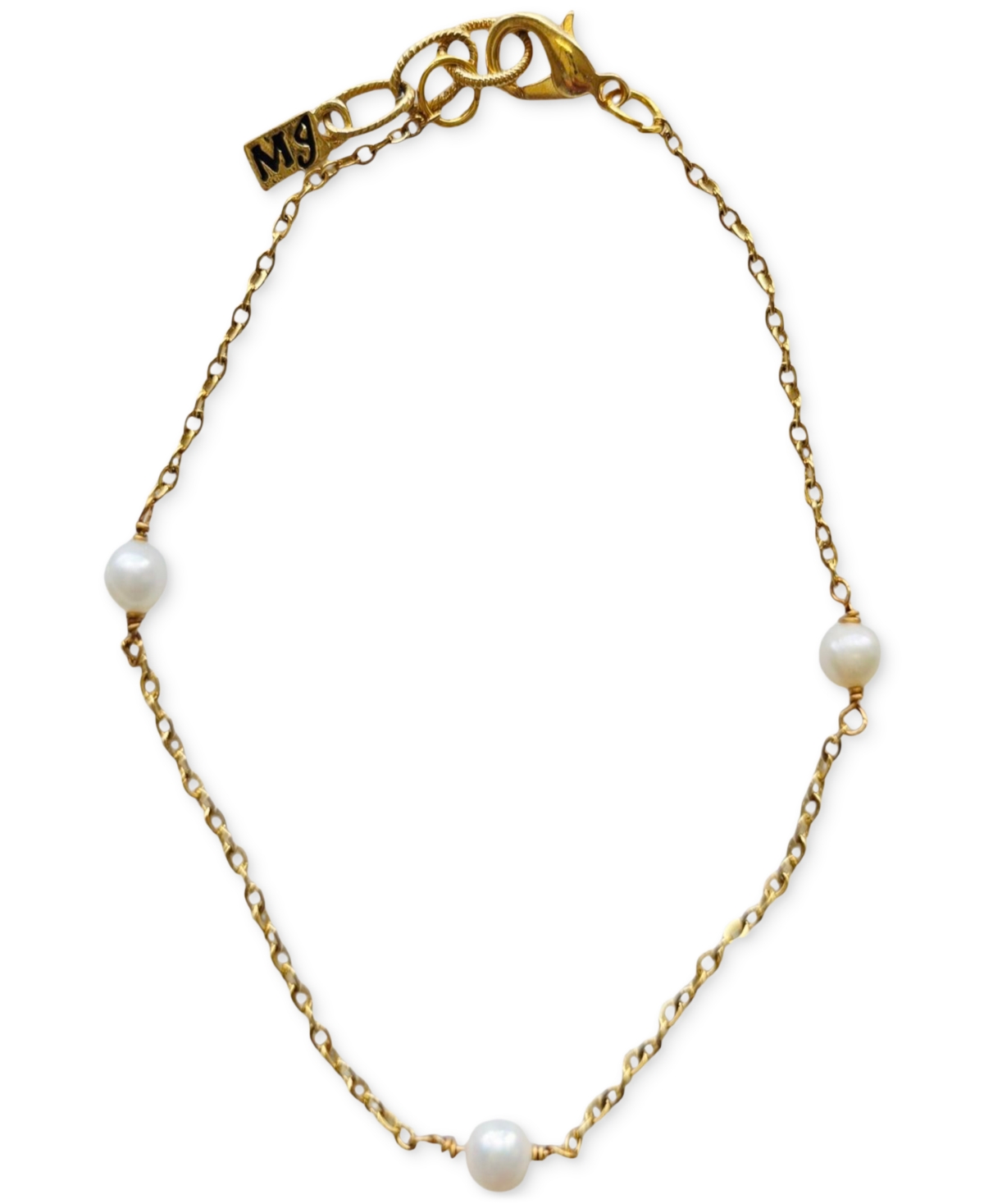 Minu Jewels Freshwater Pearl Link Bracelet In Gold