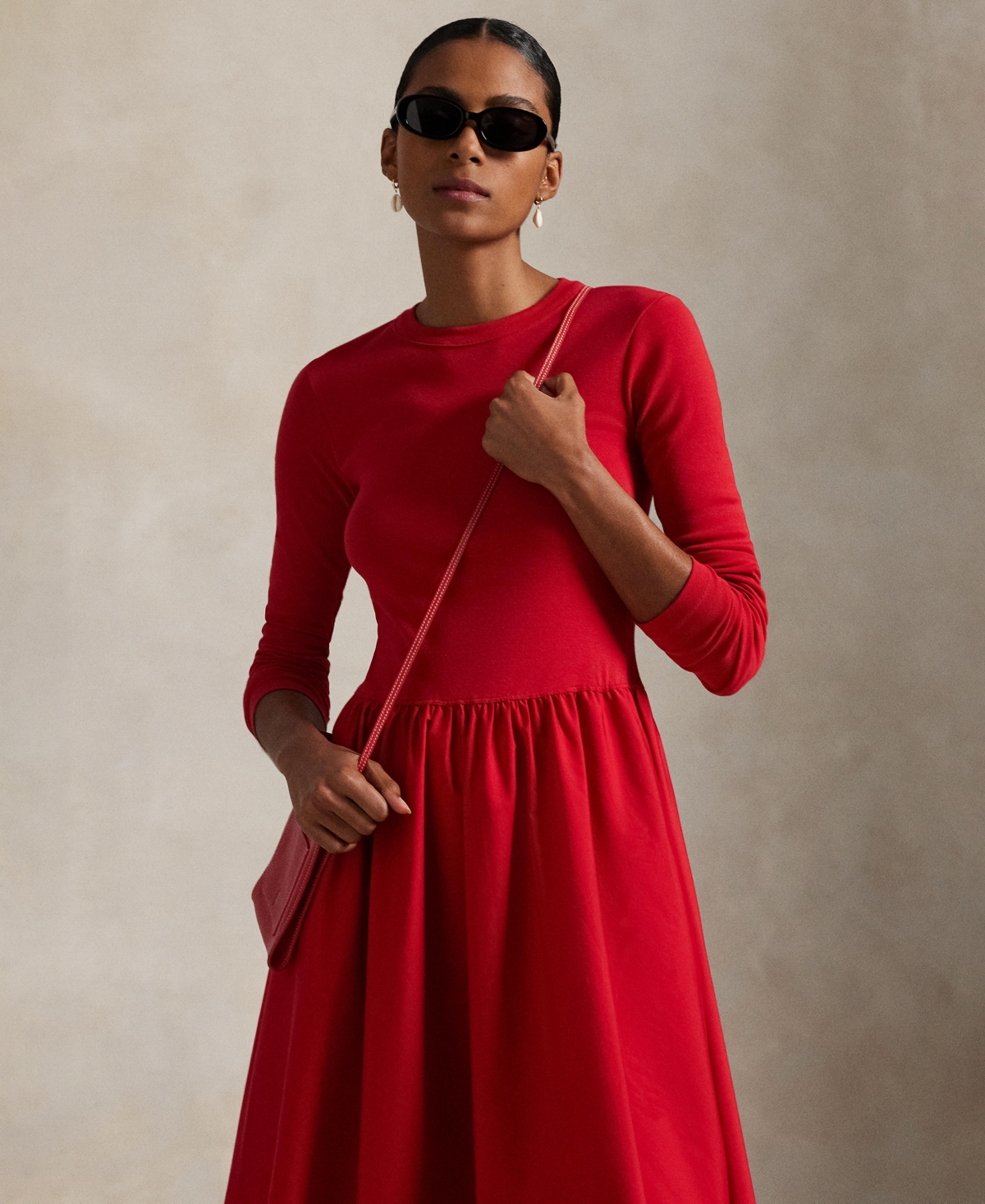 Polo Ralph Lauren Women's Cotton Long-sleeve Dress In Red