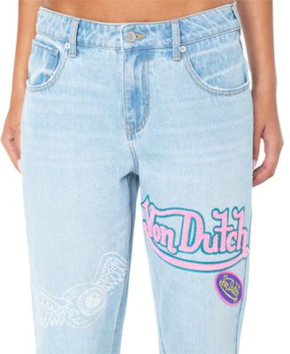 Women's Patched Straight-Leg Jeans