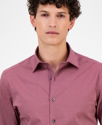 Men's Slim-Fit Spots Macro Diamond Print Dress Shirt, Macy's Exclusive