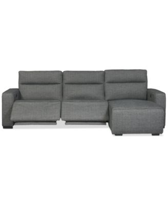 Miren 3-Pc. Fabric Chaise Sectional with 2 Power Headrest Recliners, Exclusively at Macy's