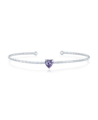 Sterling , Birthstone CZ Heart Bangle
