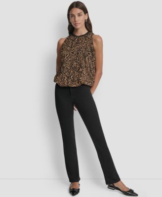 Women's Printed Bubble-Hem Sleeveless Top