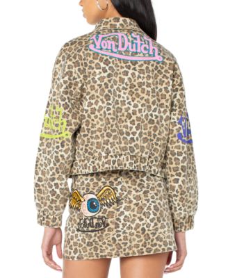 Women's Graphic Patched Leopard Jacket