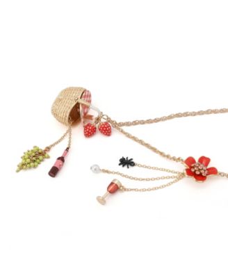 Faux Stone Backyard Picnic Basket Pendant Necklace