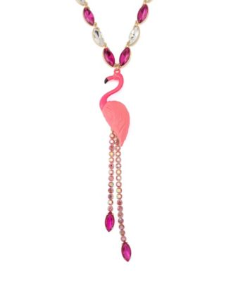 Регулируемое Y-образное ожерелье с изображением фламинго на заднем дворе из искусственного камня Betsey Johnson