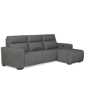 Miren 3-Pc. Fabric Chaise Sectional with 1 Power Headrest Recliner
