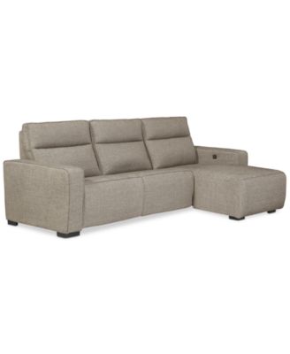 Miren 3-Pc. Fabric Chaise Sectional with 1 Power Headrest Recliner, Exclusively at Macy's