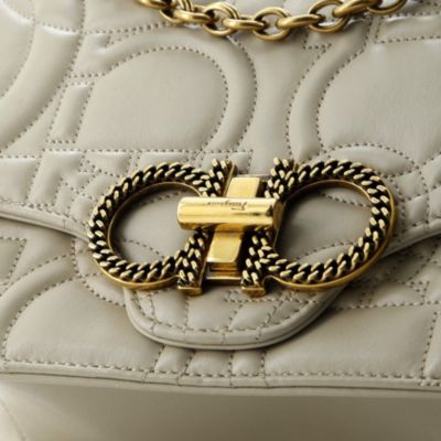 Medium Gancini Turnlock Flap Bag Gancini Quilted Leather