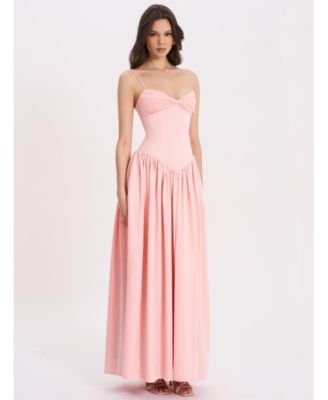 Women's Najwa Baby Pink Ruched Breast Drop Waist Maxi Dress