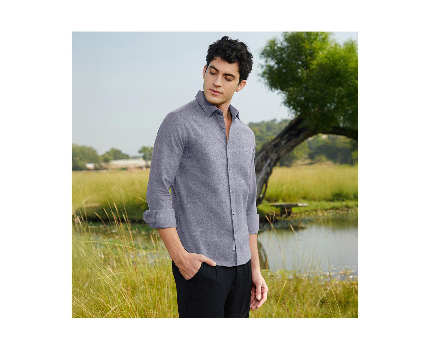 Men's Aegean Blue Grainy Shirt