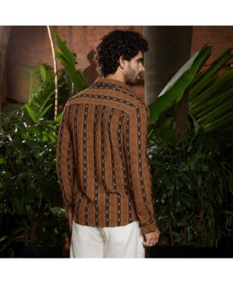 Мужская рубашка Campus Sutra шоколадно-коричневого цвета и цвета черного оникса XOXO-Tactile