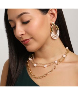 Multi-Strand Beaded Loop Earrings