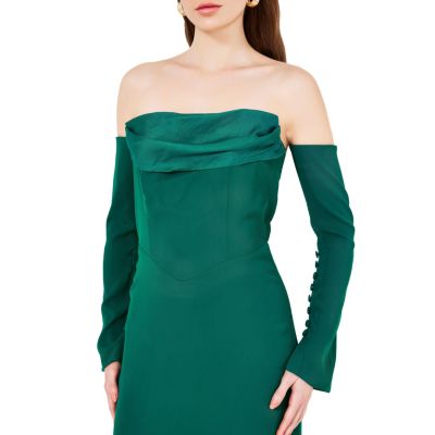 Women's Off-The-Shoulder Pleat Drape Gown