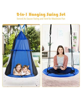 40'' Kids Hanging Chair Swing Tent Set Hammock Nest Pod Seat