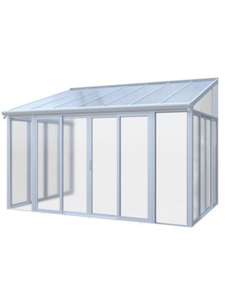 10x14ft Patio Cover Sunroom with Aluminum Frame, Polycarbonate Roof and Sliding Doors