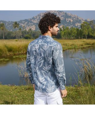 Мужская рубашка Campus Sutra стального цвета с выглаженными лепестками