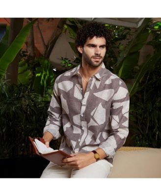 Men's Ash Brown Abstract Heathered Shirt