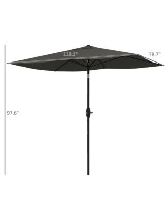 Outsunny 6.5' x 10' Rectangular Market Umbrella, Patio Outdoor Table Umbrella with Crank and Push Button Tilt, Dark Gray