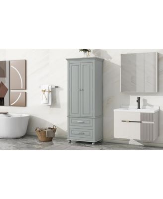 62.5"H Tall Storage Cabinet with 2 Drawers for Bathroom or Office Use