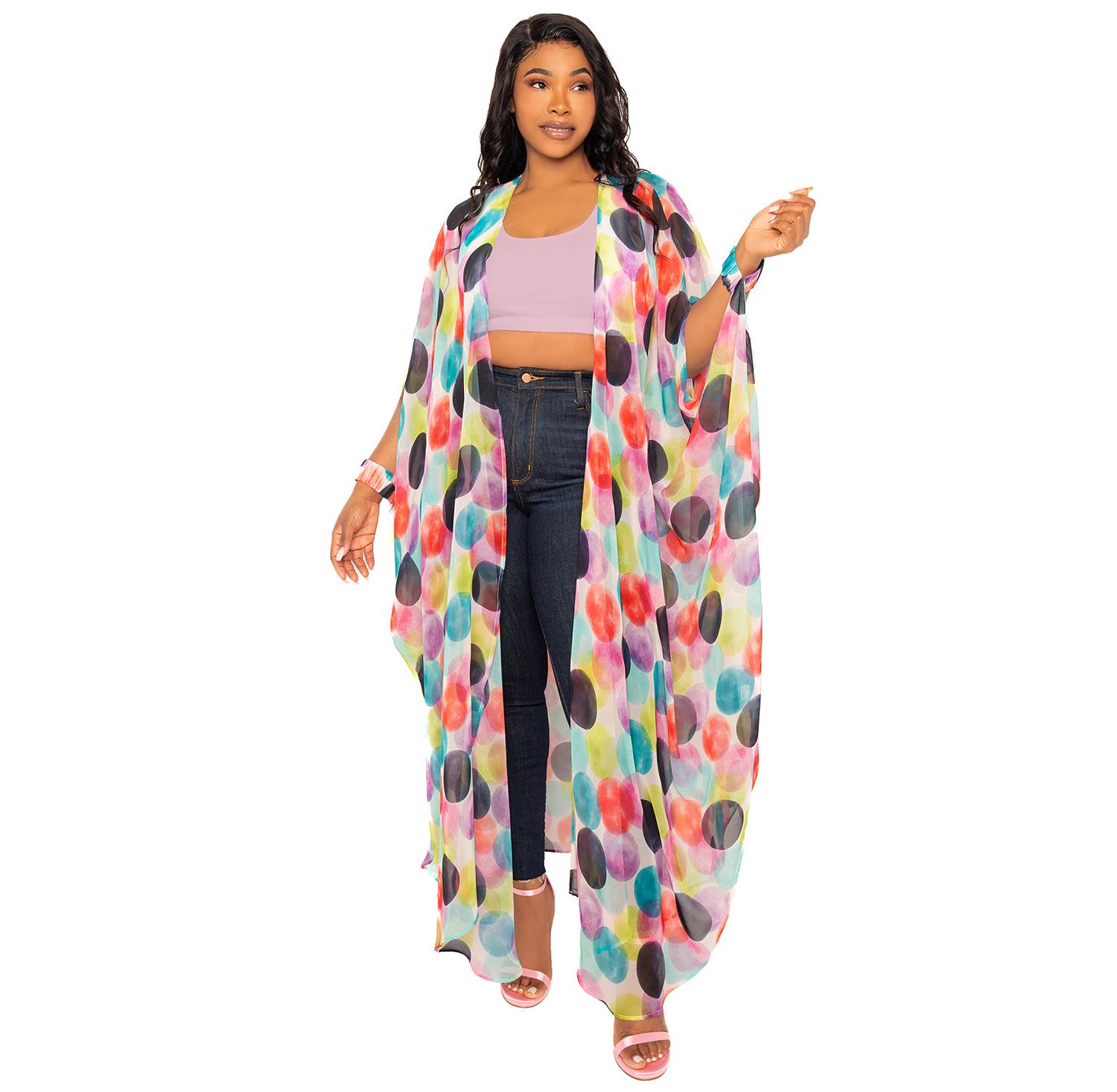 Women's Polka Dot Robe with Wrist Band