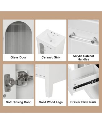 24" Bathroom Vanity with Sink, 2 Drawers and Door, Adjustable Shelf