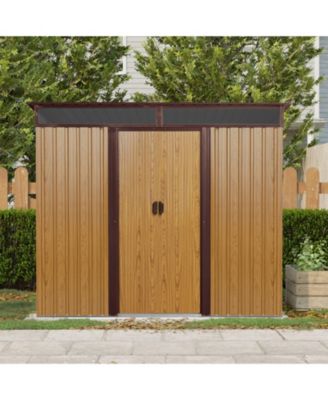 8ftx6ft Outdoor Metal Storage Shed with Window,Transparent plate and lockable sliding door