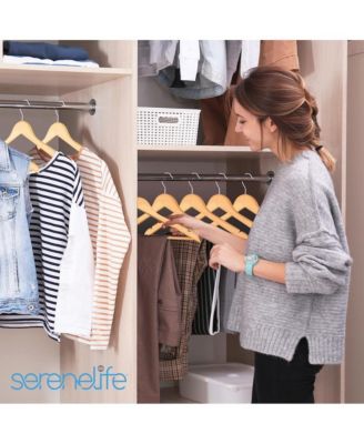 30 Pcs. of Solid Wooden Hangers for Clothes - Heavy Duty Suit Hanger Set with Chrome 360&amp;#xB0; Swivel Hook Hangers (Natural Color)