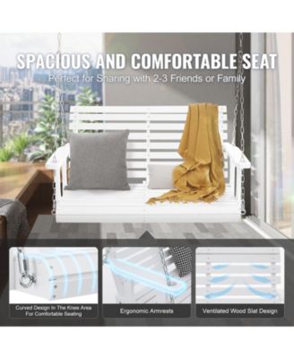 Wooden Porch Swing with Hanging Chains Heavy Duty Outdoor Bench for Patio or Garden