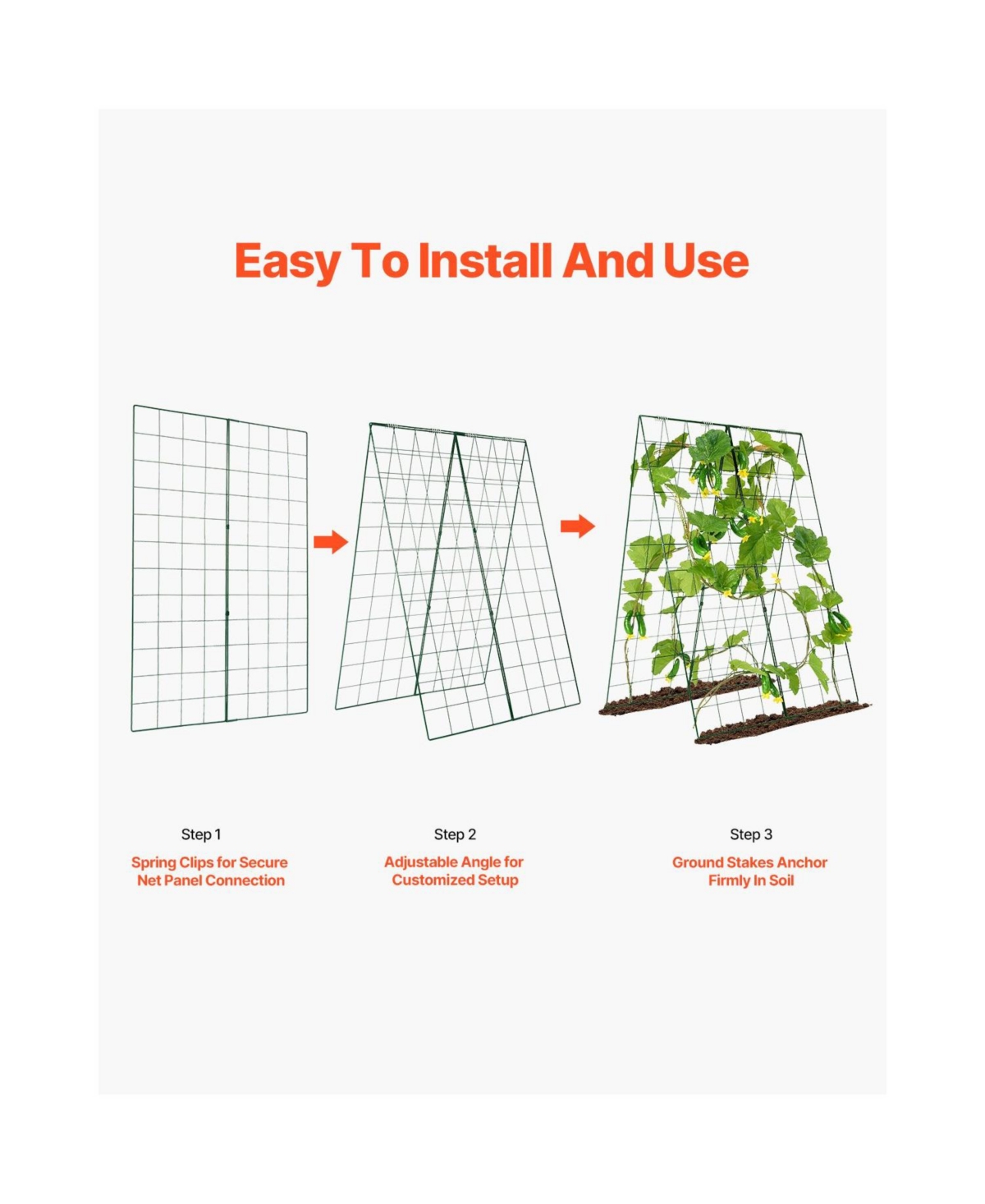 Slickblue Foldable A-Frame Metal Garden Trellis for Climbing Plants Cucumbers and Vegetables