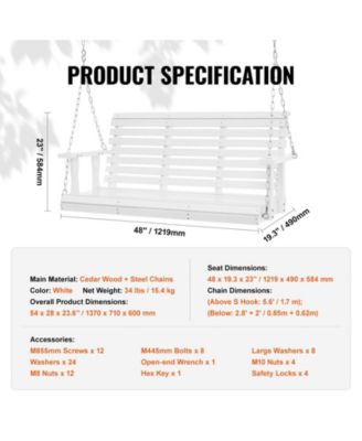 Wooden Patio Porch Swing Bench with Hanging Chains Strong Load Capacity for Garden