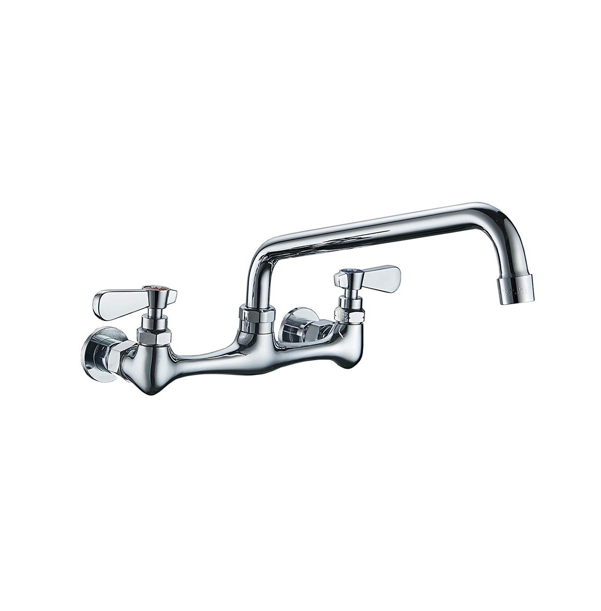 2-Handle Wall Mount Kitchen Faucet With 8 Inch Swivel Spout 8&#x22; Center In Polished Chrome - Brushed nickel