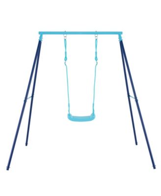 Toddler Swing Heavy Duty Metal Swing Set w/ A Frame Adjustable Ropes