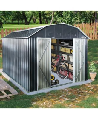10 ft x 12 ft Steel Outdoor Storage Shed with Arch Roof with Lockable Doors