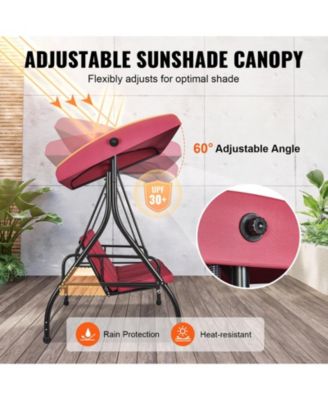 3-Seat Patio Swing Chair with Adjustable Canopy Removable Cushion and Steel Frame