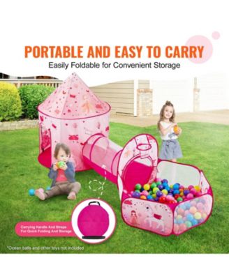 Indoor Outdoor 3 in 1 Kids Play Tent with Tunnel and Carrying Bag for Boys Girls