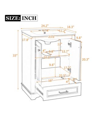 24" Freestanding Vanity with Sink, Silver Handles, Soft-Closing Doors