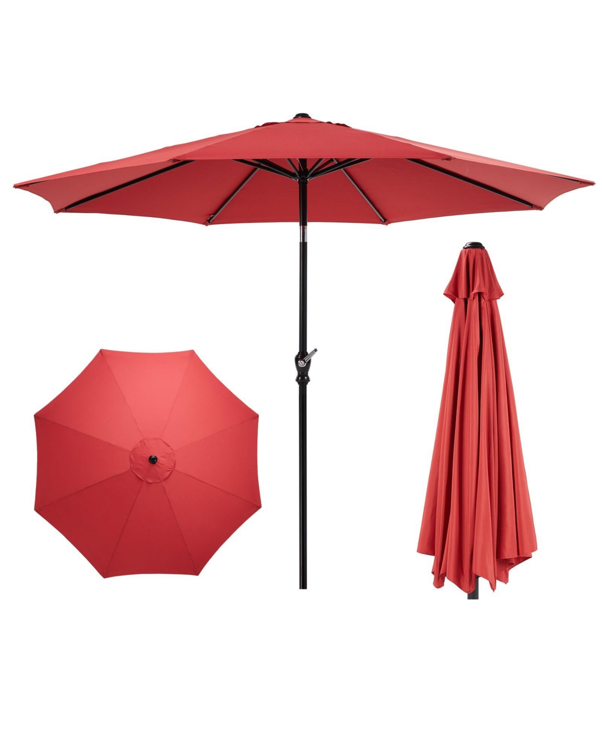 9 foot outdoor patio umbrella with button tilt and crank