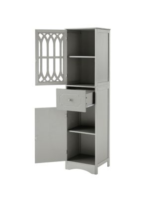 63.8"H Tall Bathroom Cabinet with Drawer, Doors, Adjustable Shelf, MDF & Acrylic