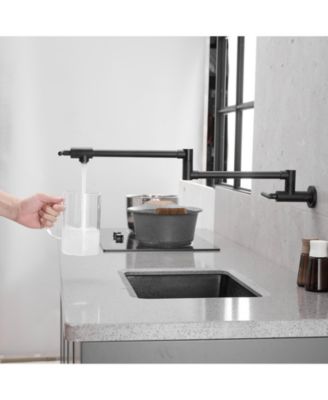 Greenspring Wall Mount Double-Handle Dual Joint Swing Arm Pot Filler Faucet